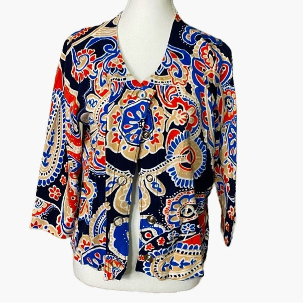 Jones New York Colorful Snap Button Down Cardigan